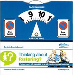 Free parking disc for car parking on the streets of Keswick